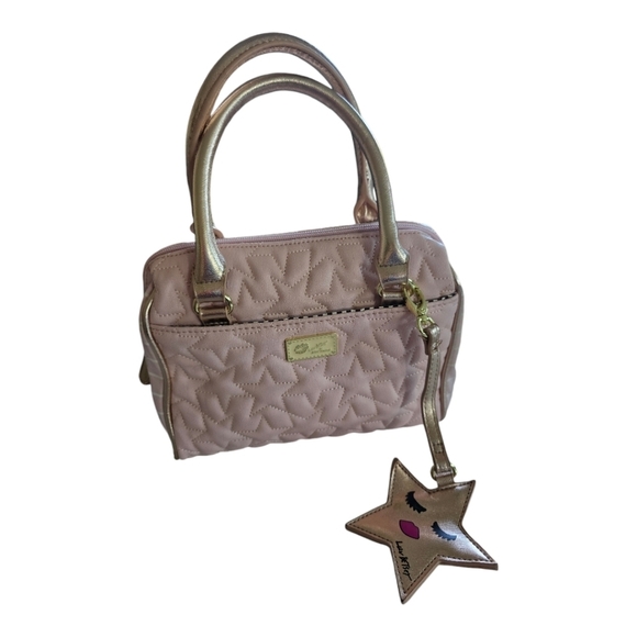 Betsey Johnson HandBag Womens  Quilted Light Pink Gold Handles Star Charm - Picture 1 of 15